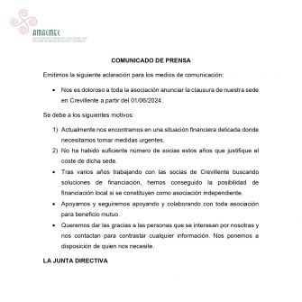 COMUNICADO DE PRENSA JUNTA DIRECTIVA AMACMEC