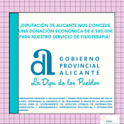 ¡DIPUTACIÓN DE ALICANTE NOS CONCEDE 4.380,00€ PARA NUESTRO PROGRAMA DE PREVENCIÓN E INTERVENCIÓN DEL LINFEDEMA!