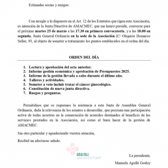 CONVOCATORIA ASAMBLEA ORDINARIA 2025